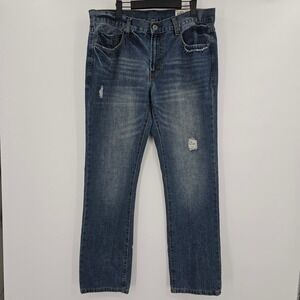 TK‎ Axel Trumbull Slim Fit Distressed Jeans Deep River Wash Mens 36x32